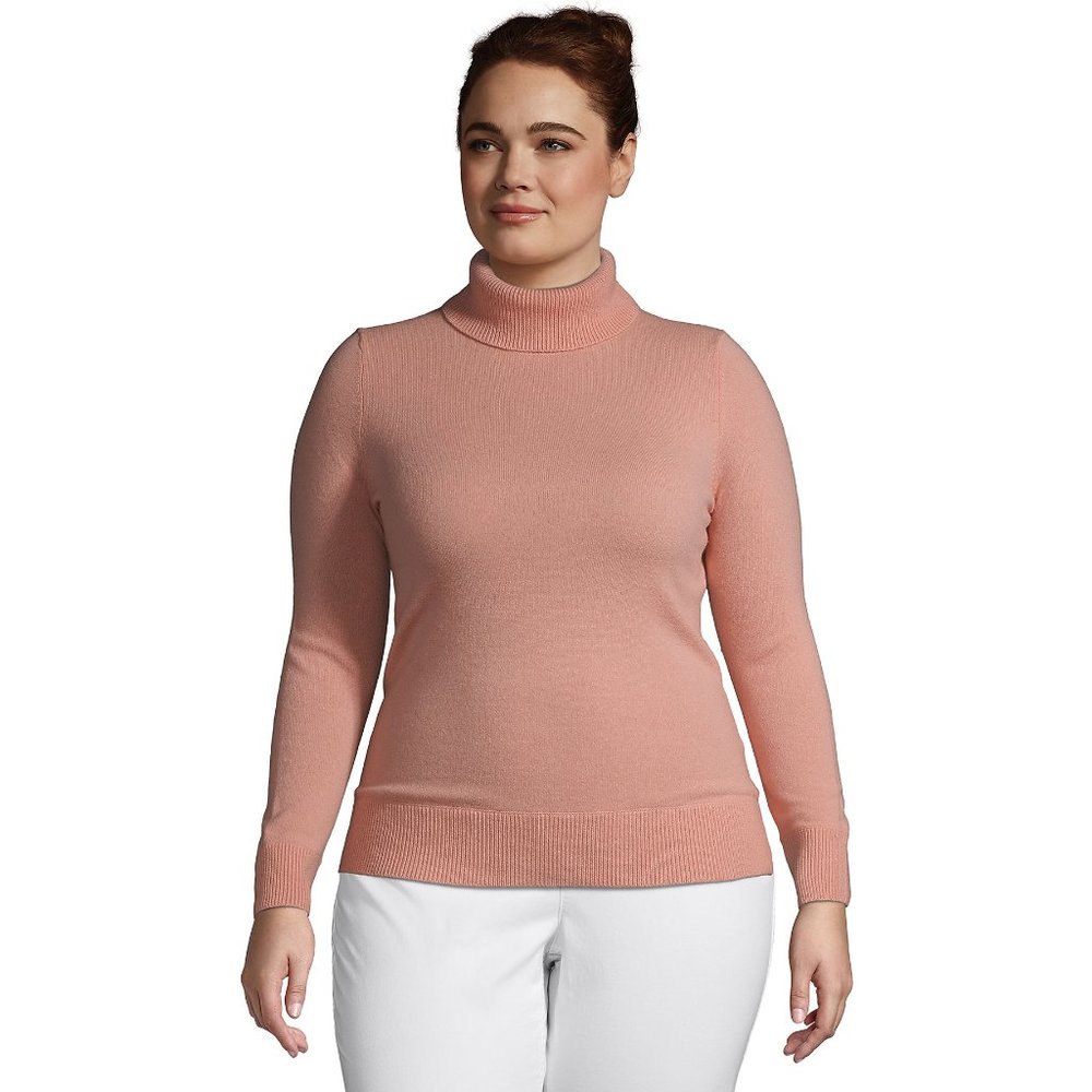 Womens Pure 100% Cashmere Sweater Turtleneck Peach Blush Pink Plus Size 1X 16 18